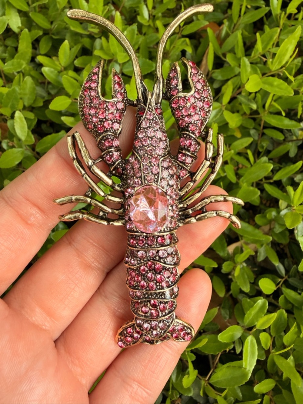 Pink Crystal Lobster Brooch Pin - Picture 6 of 7